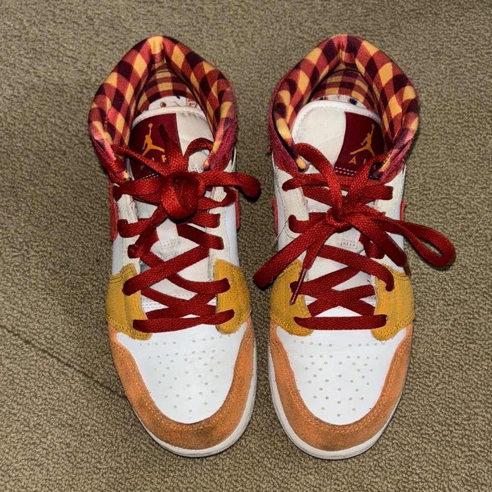 Jordan Red and Orange High-Top Sneakers